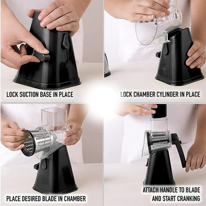 3-in-1 Rotary Cheese Grater & Vegetable Slicer